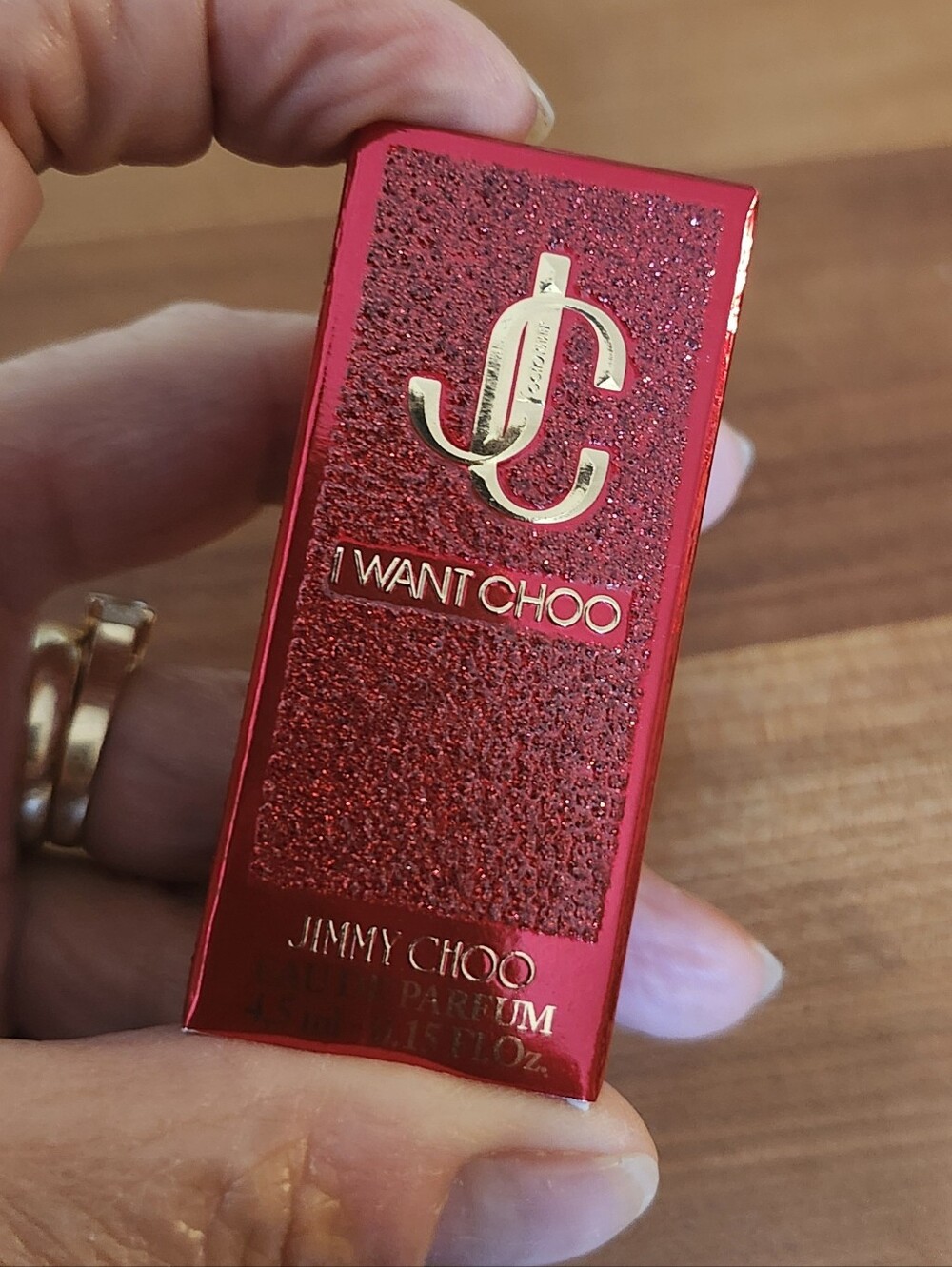 BNIB, Jimmy Choo Red Glitter Mini Parfum with Gold Logo. Price Is Firm.